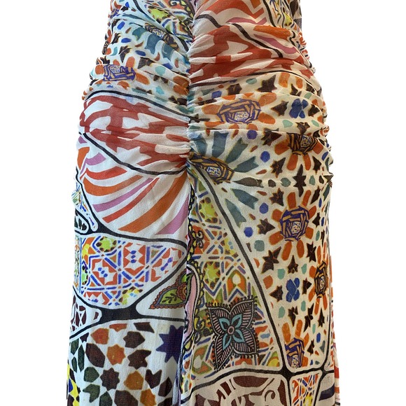 Vintage FUZZI Ruched Mesh Bodycon Maxi Dress - Picture 7 of 11